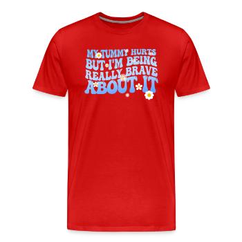 J’ai mal au ventre mais je suis vraiment - T-shirt bio Premium Homme - rouge - Devant - Damien (186cm)