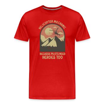Héros mécaniciens d’hélicoptère Pride - T-shirt bio Premium Homme - rouge - Devant - Damien (186cm)