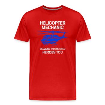 Helicopter Mechanic Heroes Pride - Men's Premium Organic T-Shirt - red - Front - Damien (186cm)