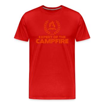 Experte für Camping-Experten am Lagerfeuer - Männer Premium Bio T-Shirt - Rot - Vorne - Damien (186cm)