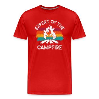 Experte für Camping-Experten am Lagerfeuer - Männer Premium Bio T-Shirt - Rot - Vorne - Damien (186cm)