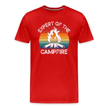 Experte für Camping-Experten am Lagerfeuer - Männer Premium Bio T-Shirt - Rot - Vorne - Damien (186cm)