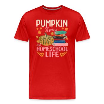 Pumpkin Spice And Homeschool Life - Men's Premium Organic T-Shirt - red - Front - Damien (186cm)