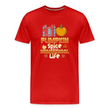 Pumpkin Spice And Homeschool Life - Men's Premium Organic T-Shirt - red - Front - Damien (186cm)
