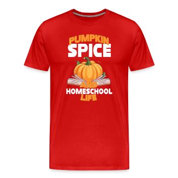 Pumpkin Spice And Homeschool Life - Men's Premium Organic T-Shirt - red - Front - Damien (186cm)