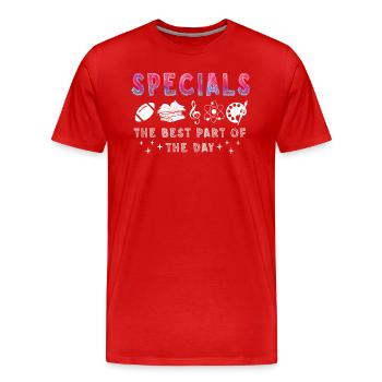 Specials Der beste Teil des Tages - Männer Premium Bio T-Shirt - Rot - Vorne - Damien (186cm)