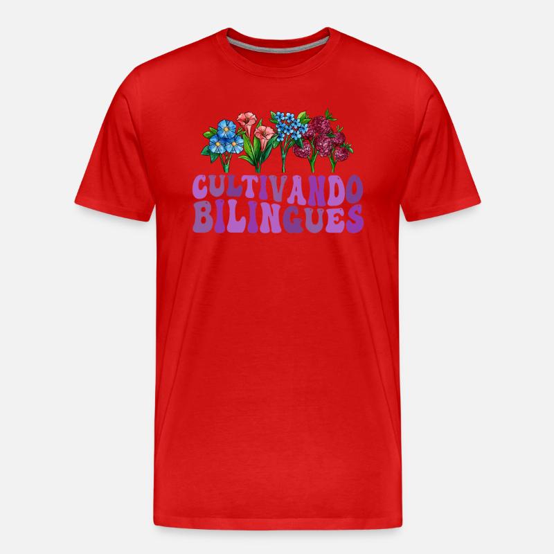 Cultivando Bilingües Spanischlehrerin - Männer Premium Bio T-Shirt - Rot