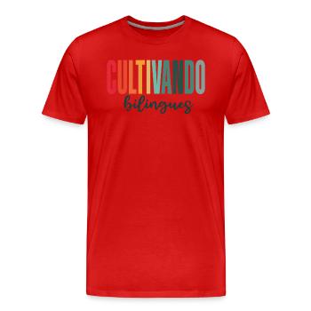 Cultivando Bilingües Spanish Teacher - Men's Premium Organic T-Shirt - red - Front - Damien (186cm)