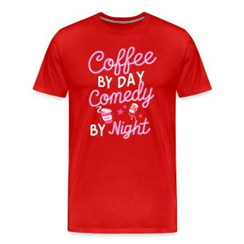 Café Le Jour Comédie La Nuit Comédien - T-shirt bio Premium Homme - rouge - Devant - Damien (186cm)