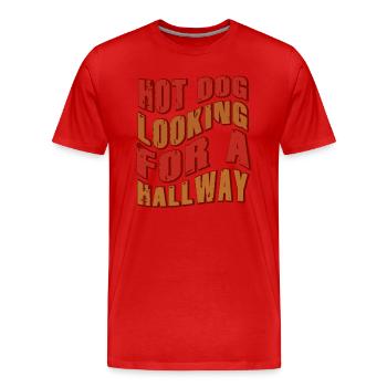 Hot Dog Looking For A Hallway - Men's Premium Organic T-Shirt - red - Front - Damien (186cm)