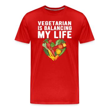 Végétarien Équilibrer ma vie - T-shirt bio Premium Homme - rouge - Devant - Damien (186cm)