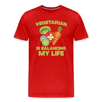 Végétarien Équilibrer ma vie - T-shirt bio Premium Homme - rouge - Devant - Damien (186cm)