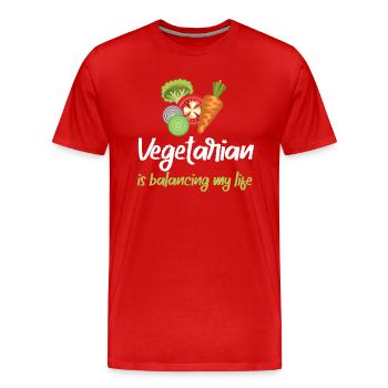 Végétarien Équilibrer ma vie - T-shirt bio Premium Homme - rouge - Devant - Damien (186cm)