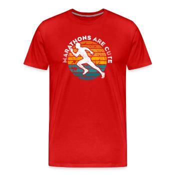 Marathons sind süß Ultramarathon - Männer Premium Bio T-Shirt - Rot - Vorne - Damien (186cm)