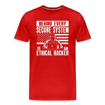 Ethische Hacker-Cybersicherheitsexpertise - Männer Premium Bio T-Shirt - Rot - Vorne - Damien (186cm)