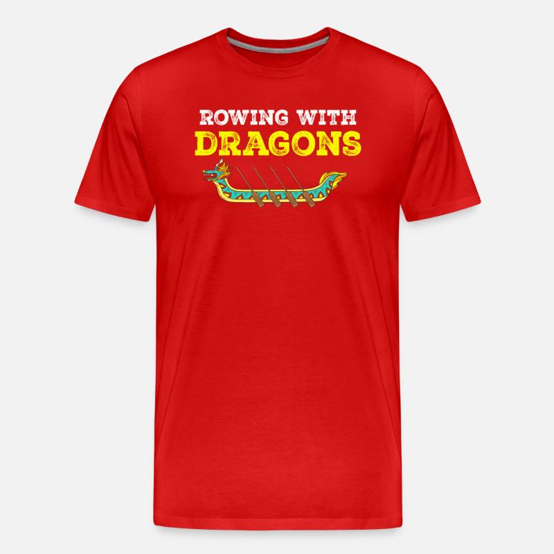 Rudern mit Drachen Drachenboot - Männer Premium Bio T-Shirt - Rot