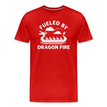 Bateau-dragon alimenté par le feu du dragon - T-shirt bio Premium Homme - rouge - Devant - Damien (186cm)