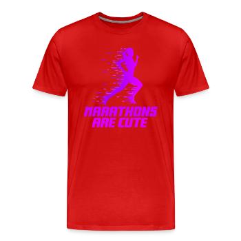 Marathons sind süß für Ultramarathon - Männer Premium Bio T-Shirt - Rot - Vorne - Damien (186cm)