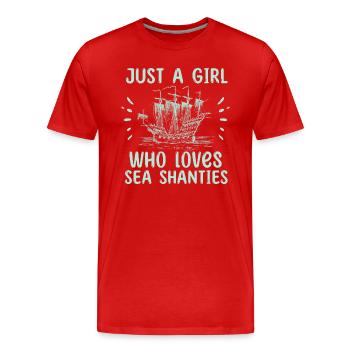Sailor Meme Pirate Ship Ocean Sailing - Men's Premium Organic T-Shirt - red - Front - Damien (186cm)