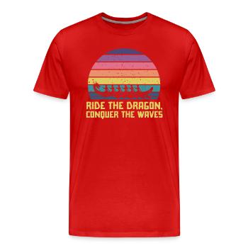 Reiten Sie auf dem Drachen, erobern Sie die Wellen - Männer Premium Bio T-Shirt - Rot - Vorne - Damien (186cm)