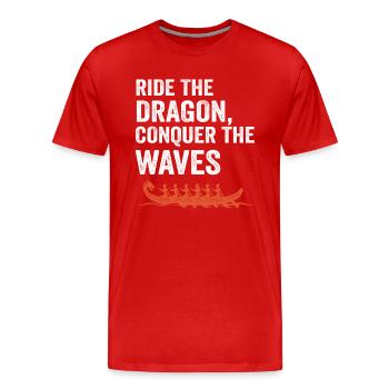 Reiten Sie auf dem Drachen, erobern Sie die Wellen - Männer Premium Bio T-Shirt - Rot - Vorne - Damien (186cm)