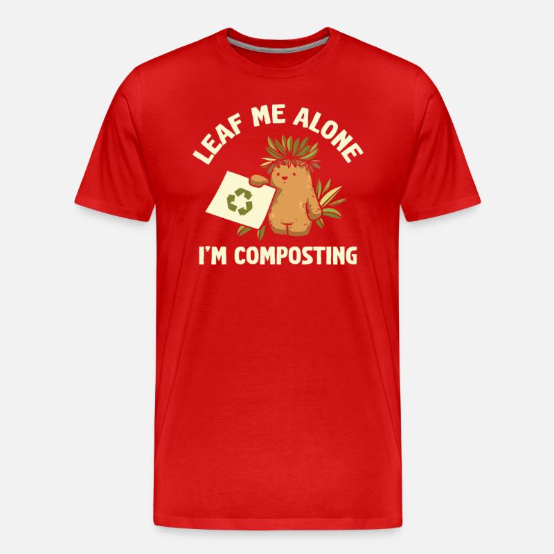 Feuille-moi seul je composte - T-shirt bio Premium Homme - rouge
