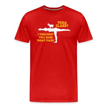 Yoga-Kurs oder Ziegenpass - Männer Premium Bio T-Shirt - Rot - Vorne - Damien (186cm)