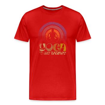 Yoga Is My Therapy - Men's Premium Organic T-Shirt - red - Front - Damien (186cm)