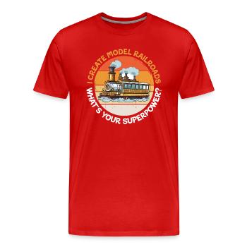 Je crée le superpouvoir des trains miniatures - T-shirt bio Premium Homme - rouge - Devant - Damien (186cm)