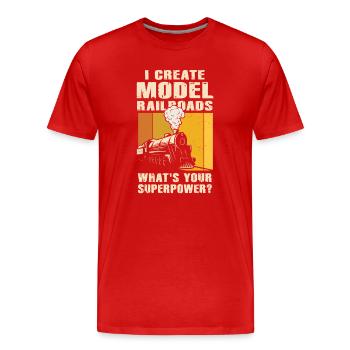 Je crée le superpouvoir des trains miniatures - T-shirt bio Premium Homme - rouge - Devant - Damien (186cm)
