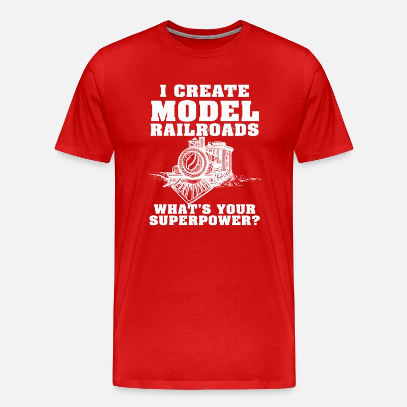 I Create Model Railroads Superpower - Men's Premium Organic T-Shirt - red