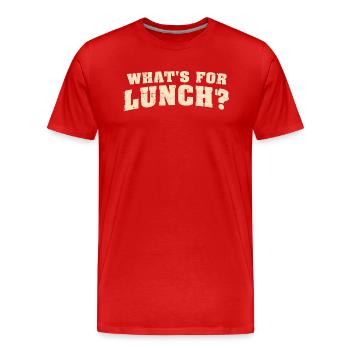 What's For Lunch? - Men's Premium Organic T-Shirt - red - Front - Damien (186cm)