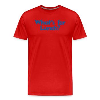 Was gibt es zum Mittagessen? - Männer Premium Bio T-Shirt - Rot - Vorne - Damien (186cm)
