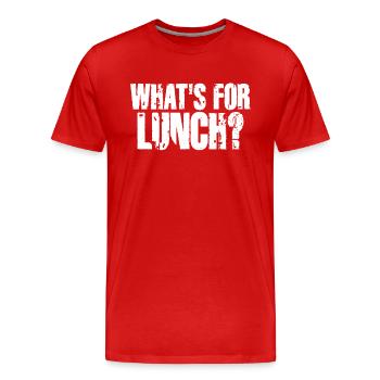 Qu’est-ce qu’on mange pour le déjeuner ? - T-shirt bio Premium Homme - rouge - Devant - Damien (186cm)
