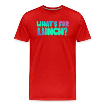 Qu’est-ce qu’on mange pour le déjeuner ? - T-shirt bio Premium Homme - rouge - Devant - Damien (186cm)