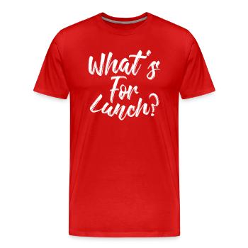 What's For Lunch? - Men's Premium Organic T-Shirt - red - Front - Damien (186cm)