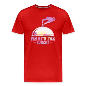 Qu’est-ce qu’on mange pour le déjeuner ? - T-shirt bio Premium Homme - rouge - Devant - Damien (186cm)
