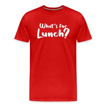 Qu’est-ce qu’on mange pour le déjeuner ? - T-shirt bio Premium Homme - rouge - Devant - Damien (186cm)