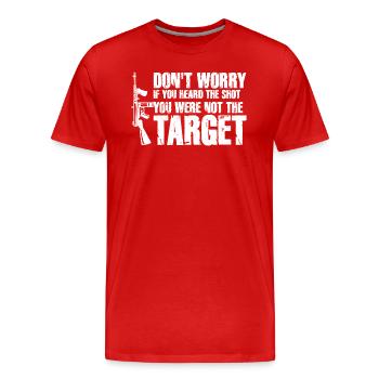 Entendu le coup de feu Jamais la cible Sniper - T-shirt bio Premium Homme - rouge - Devant - Damien (186cm)
