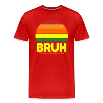 Retro Bruh Früher als Schwiegersohn bekannt - Männer Premium Bio T-Shirt - Rot - Vorne - Damien (186cm)