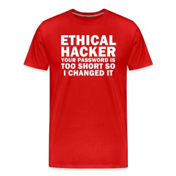Cybersicherheitsexpertise von ethischen Hackern - Männer Premium Bio T-Shirt - Rot - Vorne - Damien (186cm)