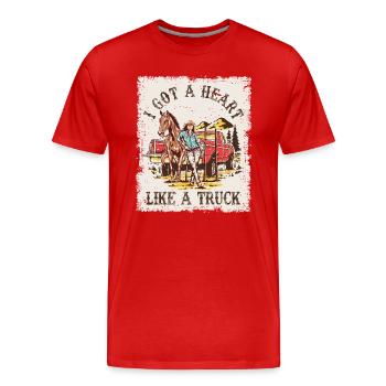 J’ai un cœur comme un camion - T-shirt bio Premium Homme - rouge - Devant - Damien (186cm)