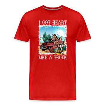 J’ai un cœur comme un camion - T-shirt bio Premium Homme - rouge - Devant - Damien (186cm)
