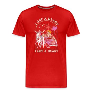J’ai un cœur comme un camion - T-shirt bio Premium Homme - rouge - Devant - Damien (186cm)