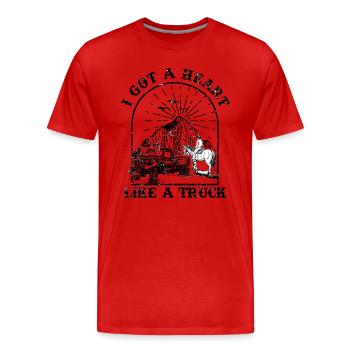 J’ai un cœur comme un camion - T-shirt bio Premium Homme - rouge - Devant - Damien (186cm)
