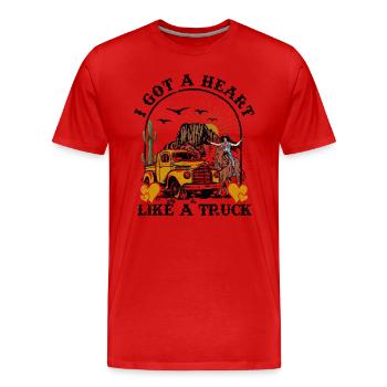 J’ai un cœur comme un camion - T-shirt bio Premium Homme - rouge - Devant - Damien (186cm)