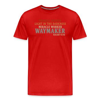 Wegweiser, Versprechenshüter, Wundertäter - Männer Premium Bio T-Shirt - Rot - Vorne - Damien (186cm)