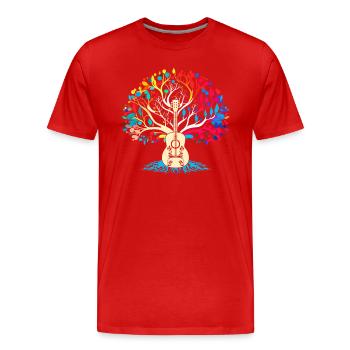 Yggdrasil Nature Musicien Arbre De Vie - T-shirt bio Premium Homme - rouge - Devant - Damien (186cm)