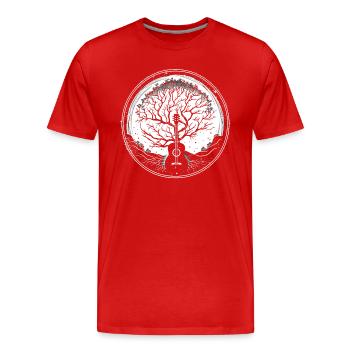 Yggdrasil Nature Musicien Arbre De Vie - T-shirt bio Premium Homme - rouge - Devant - Damien (186cm)