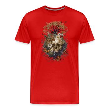 Yggdrasil Blumen Schmetterling Baum des Lebens - Männer Premium Bio T-Shirt - Rot - Vorne - Damien (186cm)